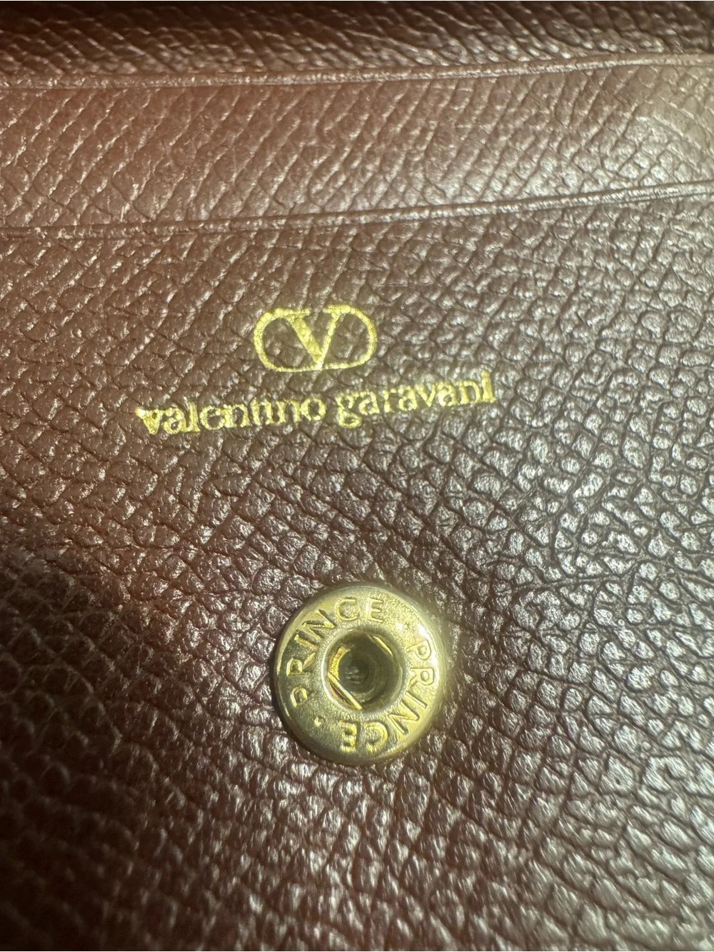 Valentino Garavani Brown Leather wallet with Gold plated Corners